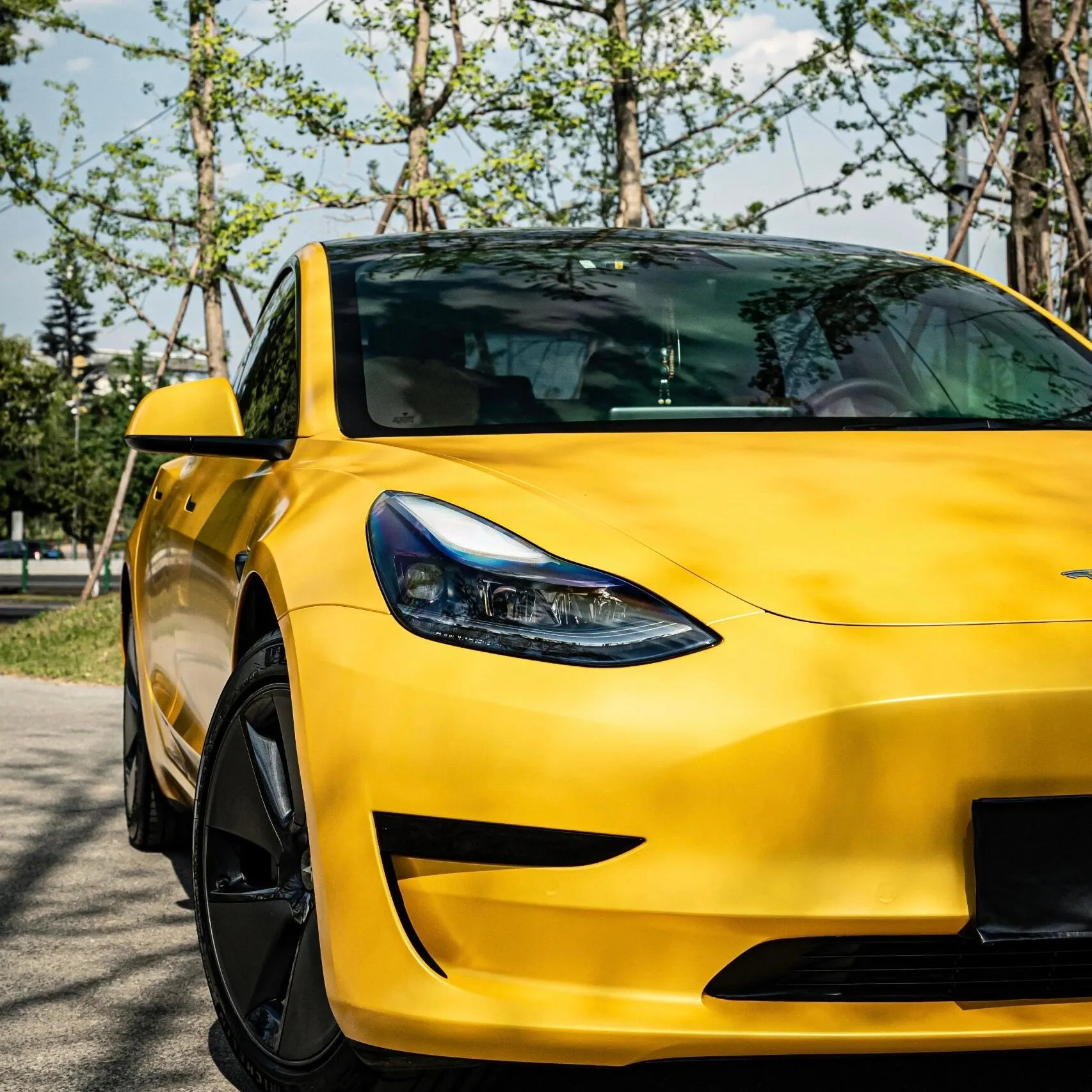 Satin Metallic Yellow Vinyl Wrap