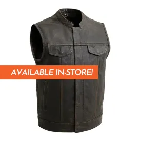 Sharp Shooter Men's Motorcycle Leather Vest - Olive