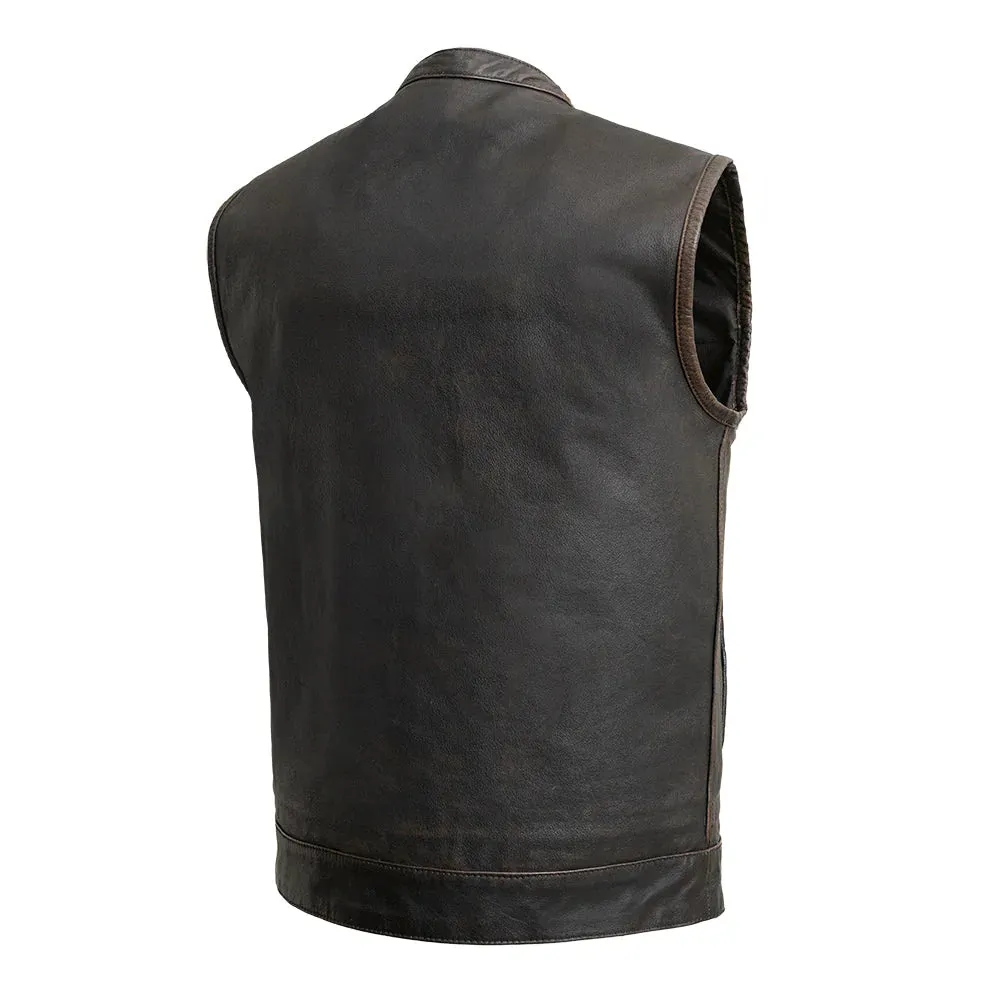 Sharp Shooter Men's Motorcycle Leather Vest - Olive