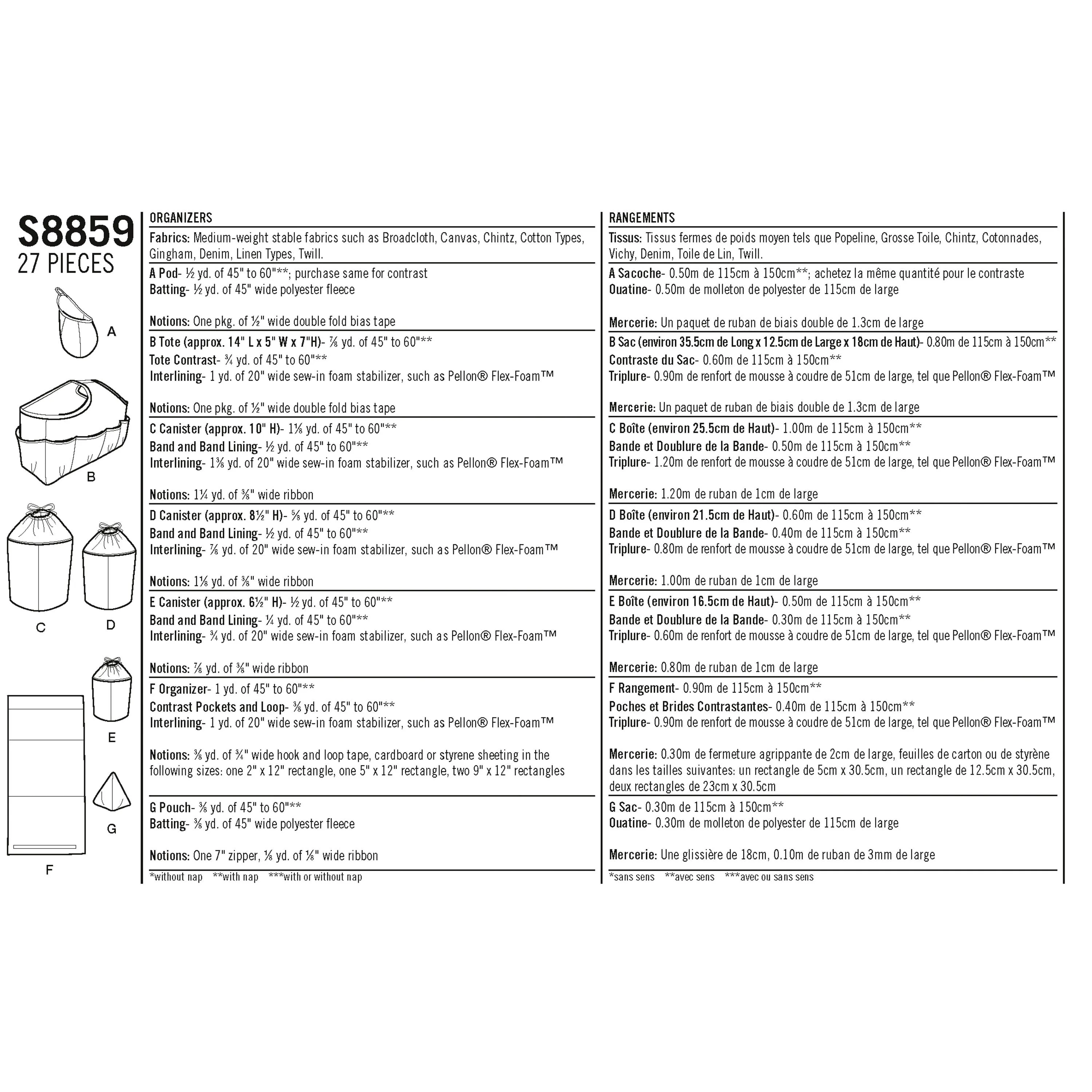 Simplicity Pattern 8859 Organizers Sewing Pattern