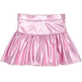 Slick Metallic Gathered Skort in Light Pink