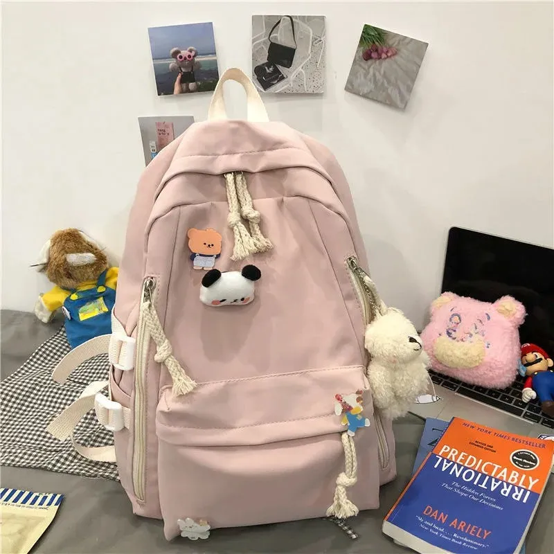 Sohiwoo Girls Black Travel Waterproof School Bag Women New Nylon Laptop Book Bag Trendy Fashion Cute Female College Backpack Cool