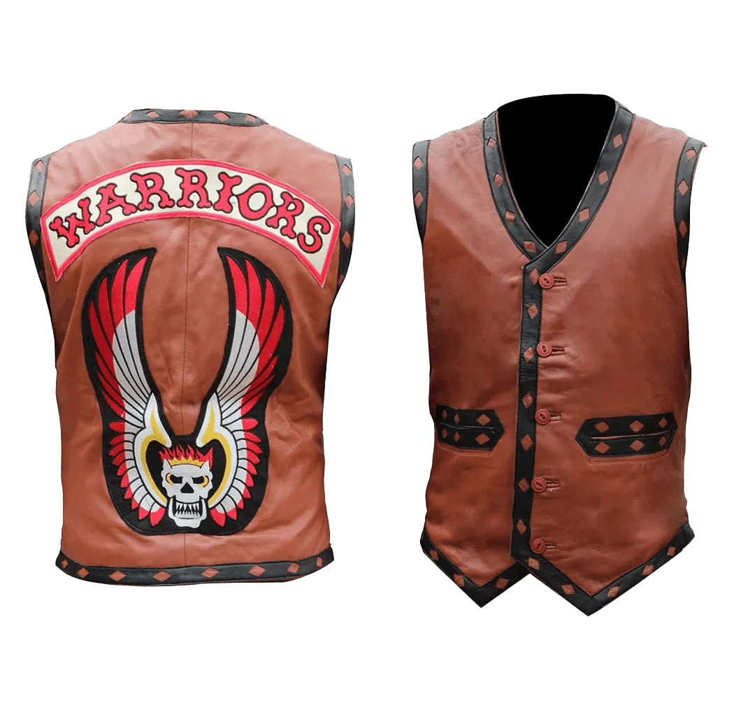 The Warriors Movie Real Leather Vest | Men's Brown Real Leather Vest From Movie "The Warriors"