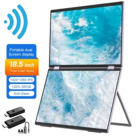 TUTT Wireless 18.5" Portable Monitor FHD (37" Dual) Folding Triple Screen Extender Plug and Play | Technical Support Line