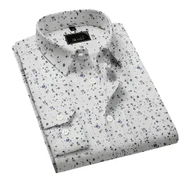 WHITE PRINTED SLIM SUSTAINABLE FORMAL SHIRT