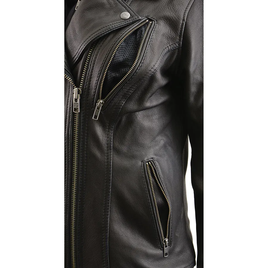 Women’s Vented MC Lapel Jacket w/ Full Sleeve Interior Hoodie